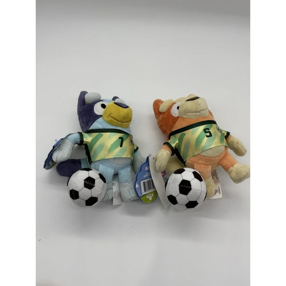 2026 SOCCER BLUEY & BINGO SET 2 Stuffed Plush w/Uniform & Ball 7.5